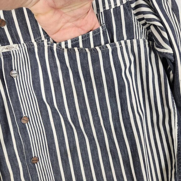 Marithe Francois Girbaud Shirt Mens Large Gray Stripe Vintage Denim USA 90s - Picture 15 of 16